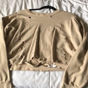 Tan Brown ripped long sleeve
